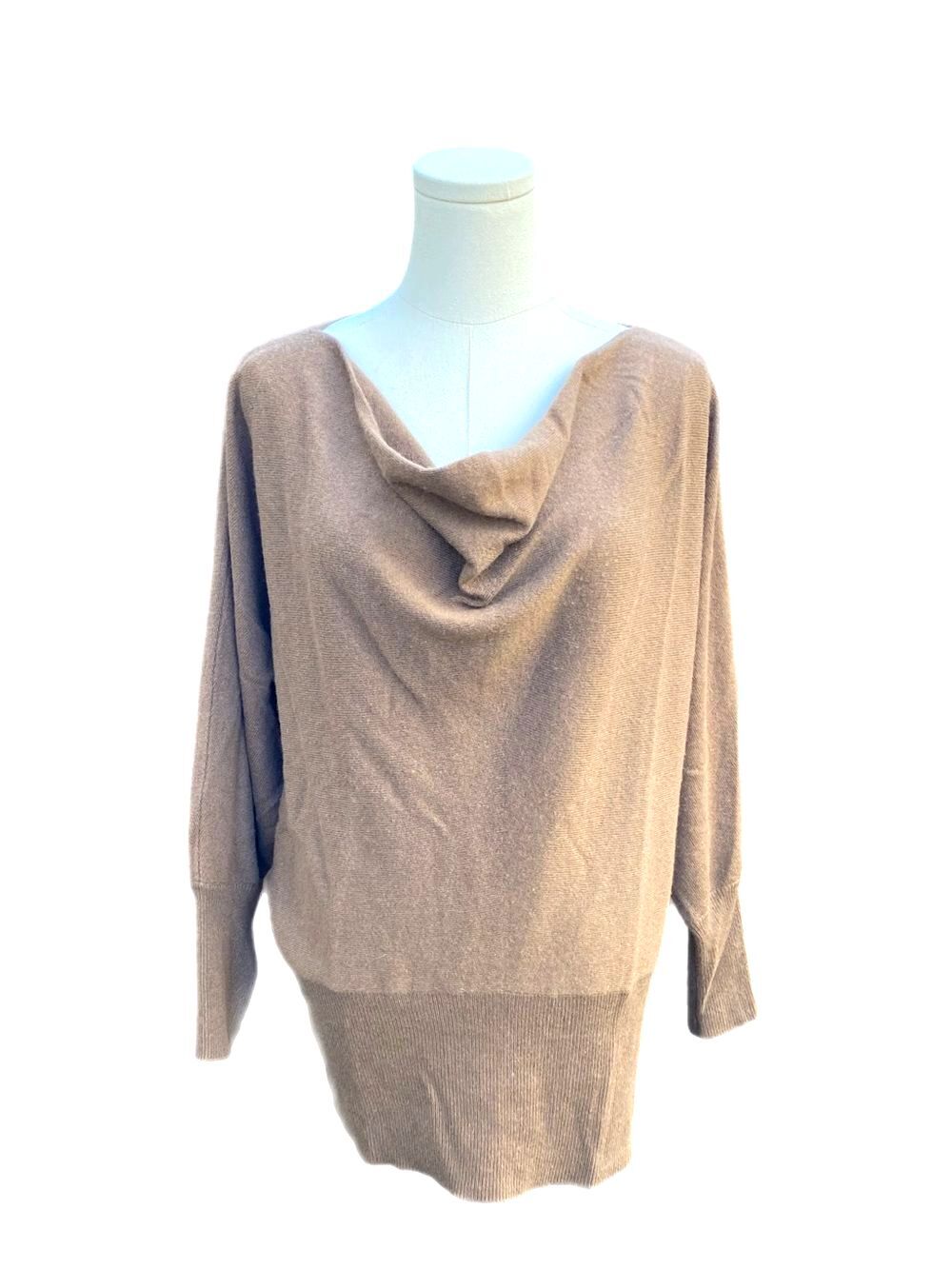 Eileen Fisher 100% Came Draped Neck sweater Dolman Sleeve in Brown size Large